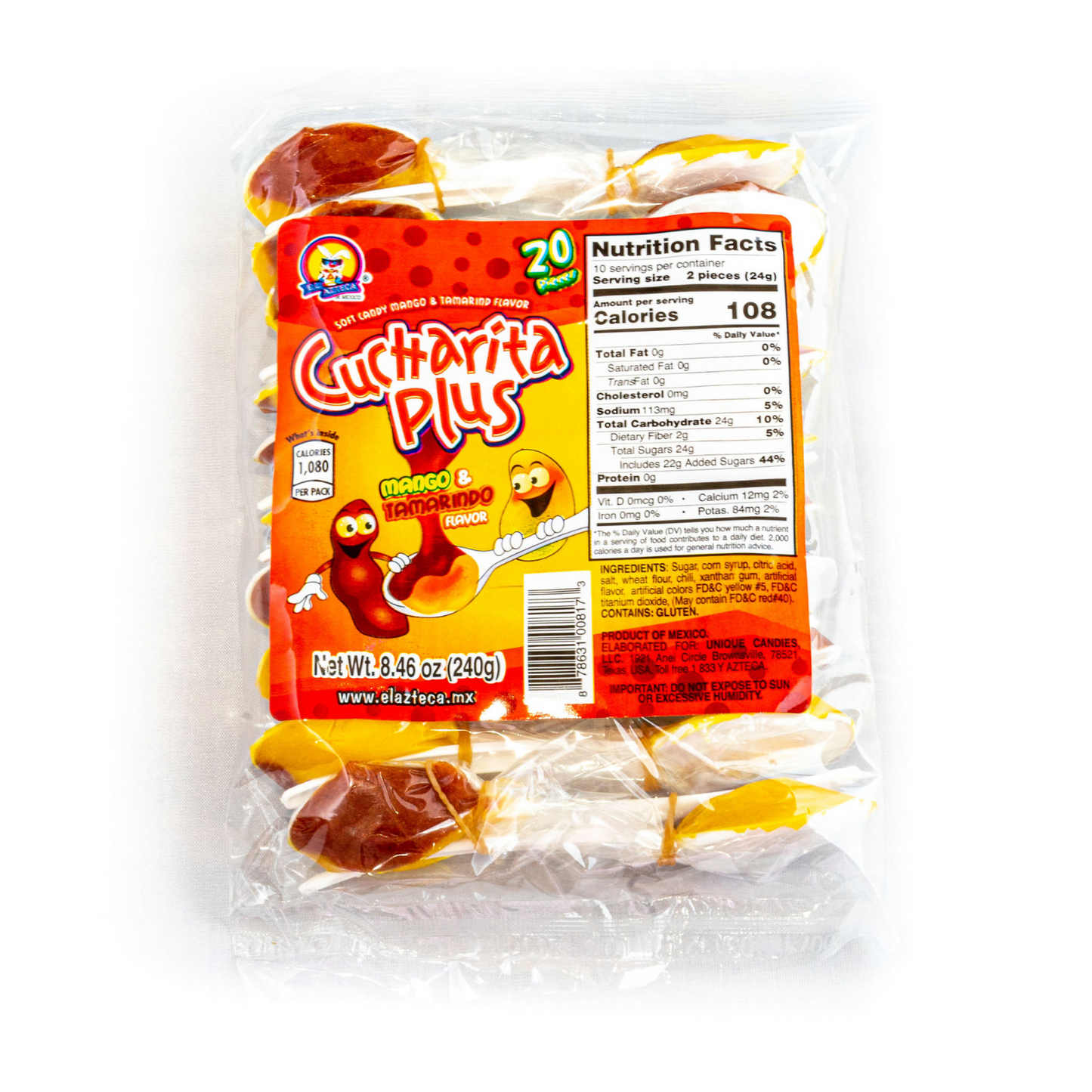 Azteca Cucharita Plus mango tamarind candy spoons 20 count Mexican candy