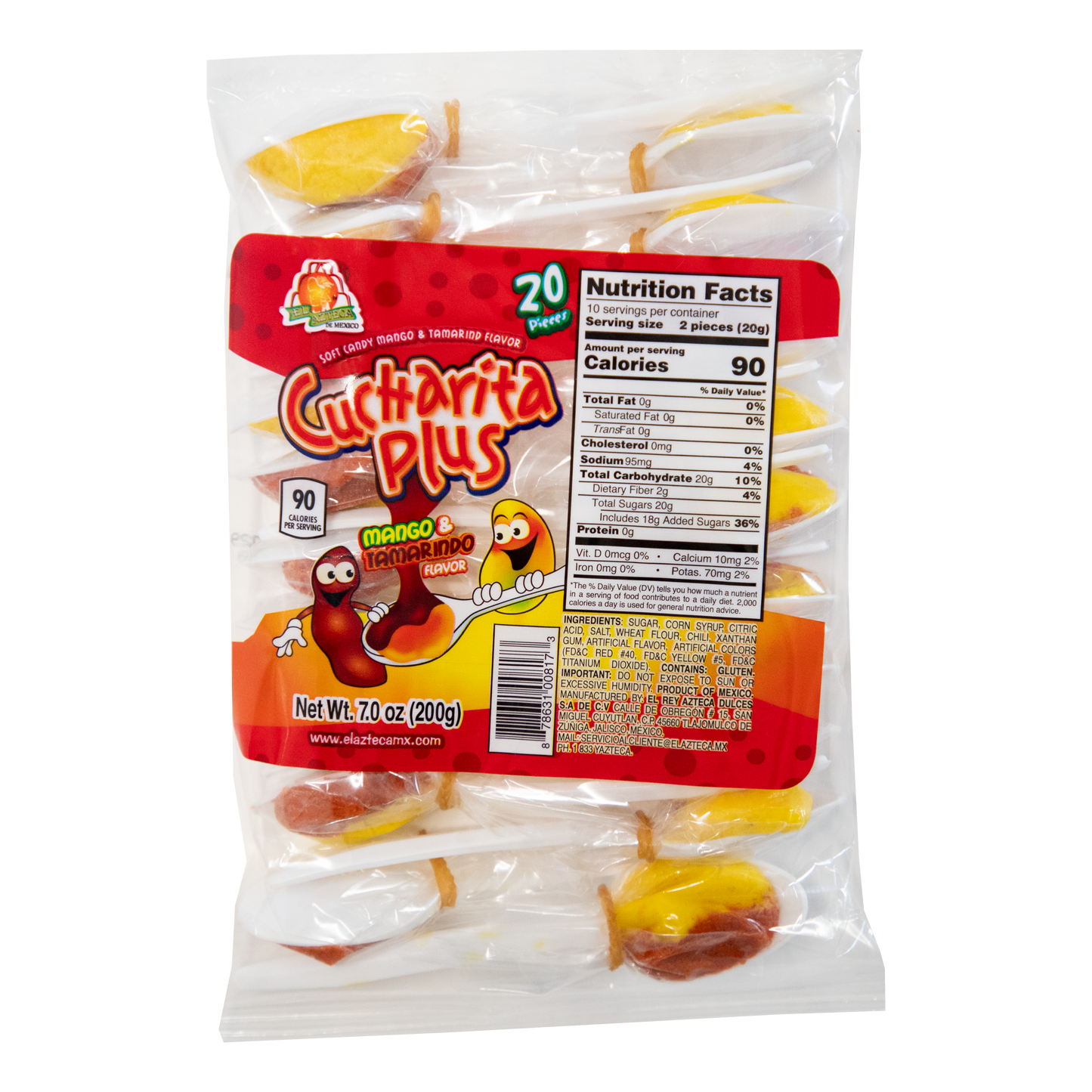 Azteca Cucharita Plus mango and tamarindo 20 piece bag wholesale Mexican lollipops