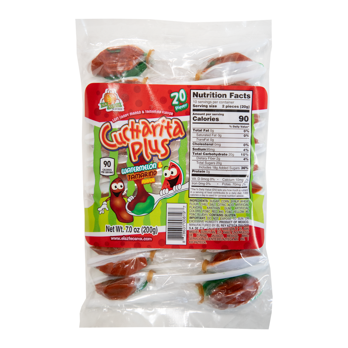 Azteca Cucharita Plus watermelon and tamarindo 20 piece bag wholesale Mexican lollipops