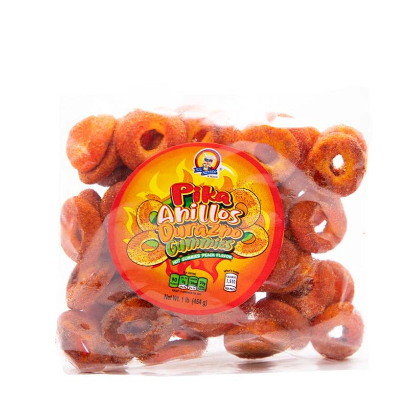 Azteca Pika Aros Durazno chili peach ring gummies 1 lb Mexican candy