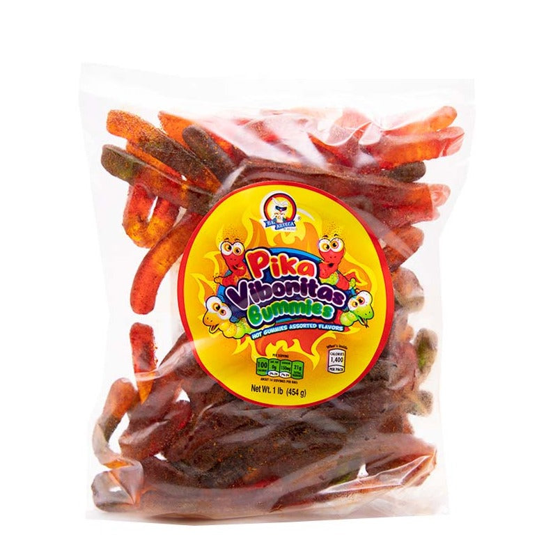 Azteca Pika Viboritas assorted chili gummy worms 1 lb Mexican candy bag