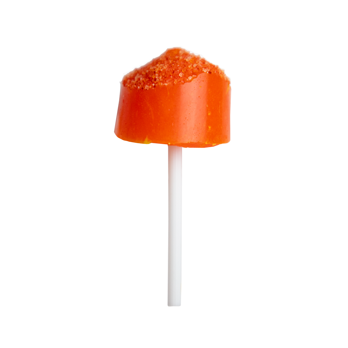 Tangerine hard candy lollipop with chili powder Mexican candy