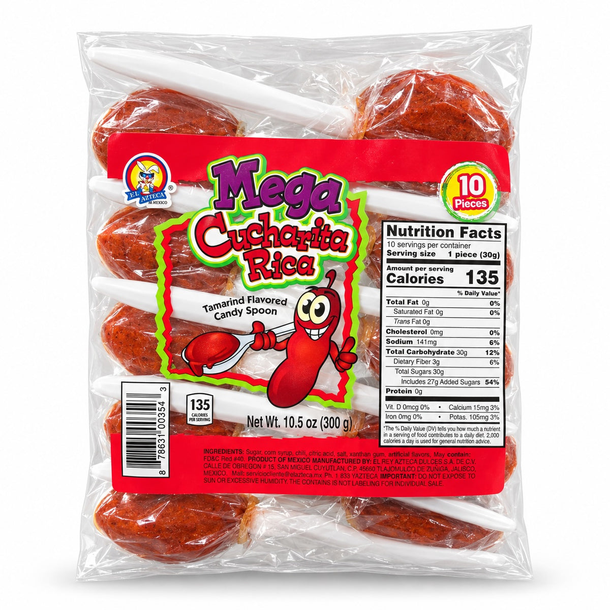 Azteca Mega Cucharita Rica tamarind candy spoons 10 count Mexican candy