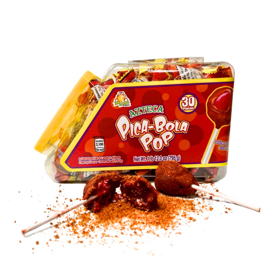 Azteca Pica-Bola Pop chili lollipops 30pc jar wholesale Mexican candy