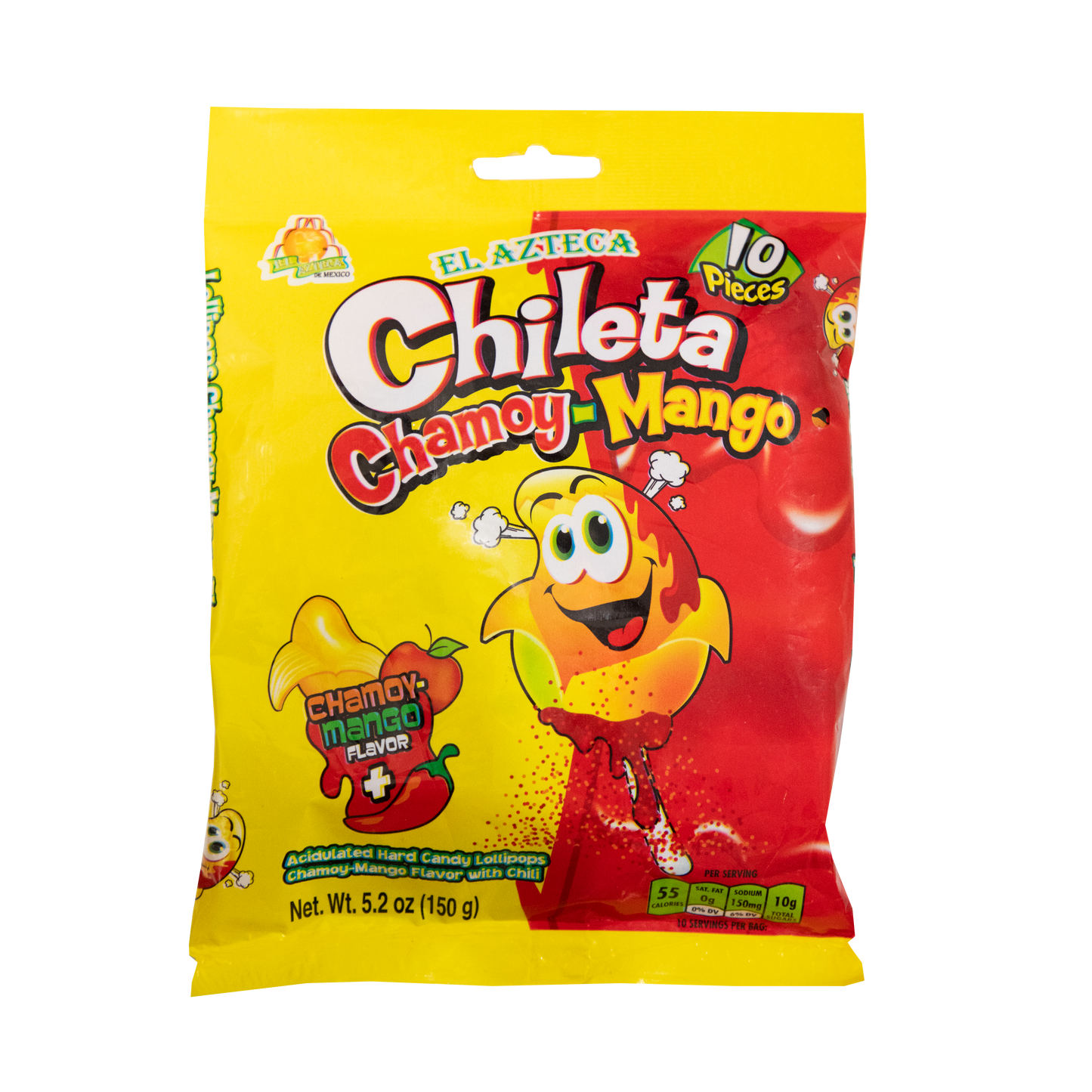 Azteca Chileta Chamoy Mango 10 piece bag wholesale Mexican lollipops