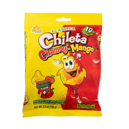 Azteca Chileta Chamoy Mango 10 piece bag wholesale Mexican lollipops