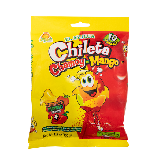 Azteca Chileta Chamoy Mango 10 piece bag wholesale Mexican lollipops