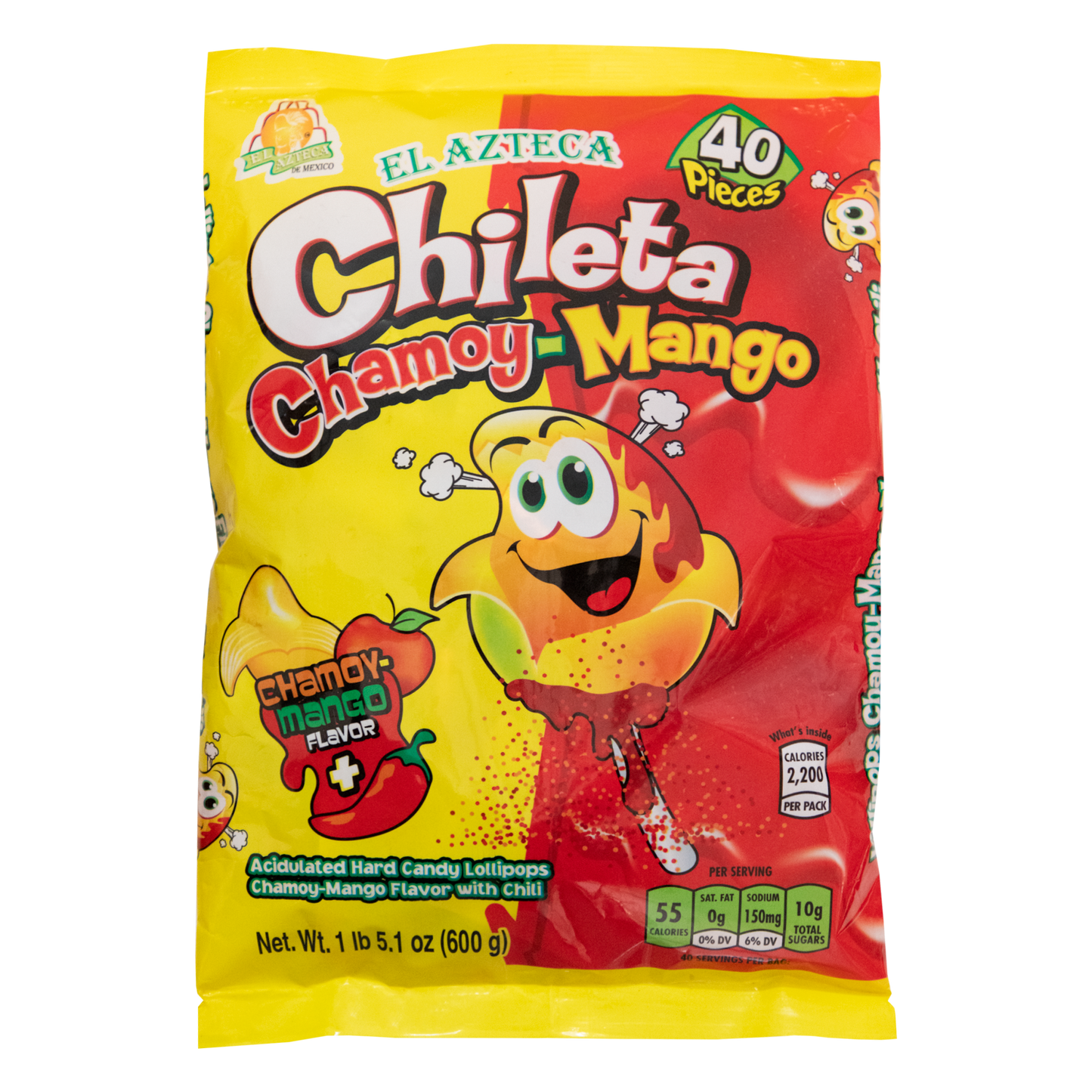 Azteca Chileta Chamoy Mango 40 piece bag wholesale Mexican lollipops