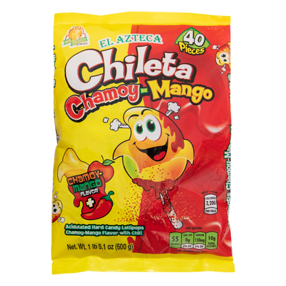 Azteca Chileta Chamoy Mango 40 piece bag wholesale Mexican lollipops