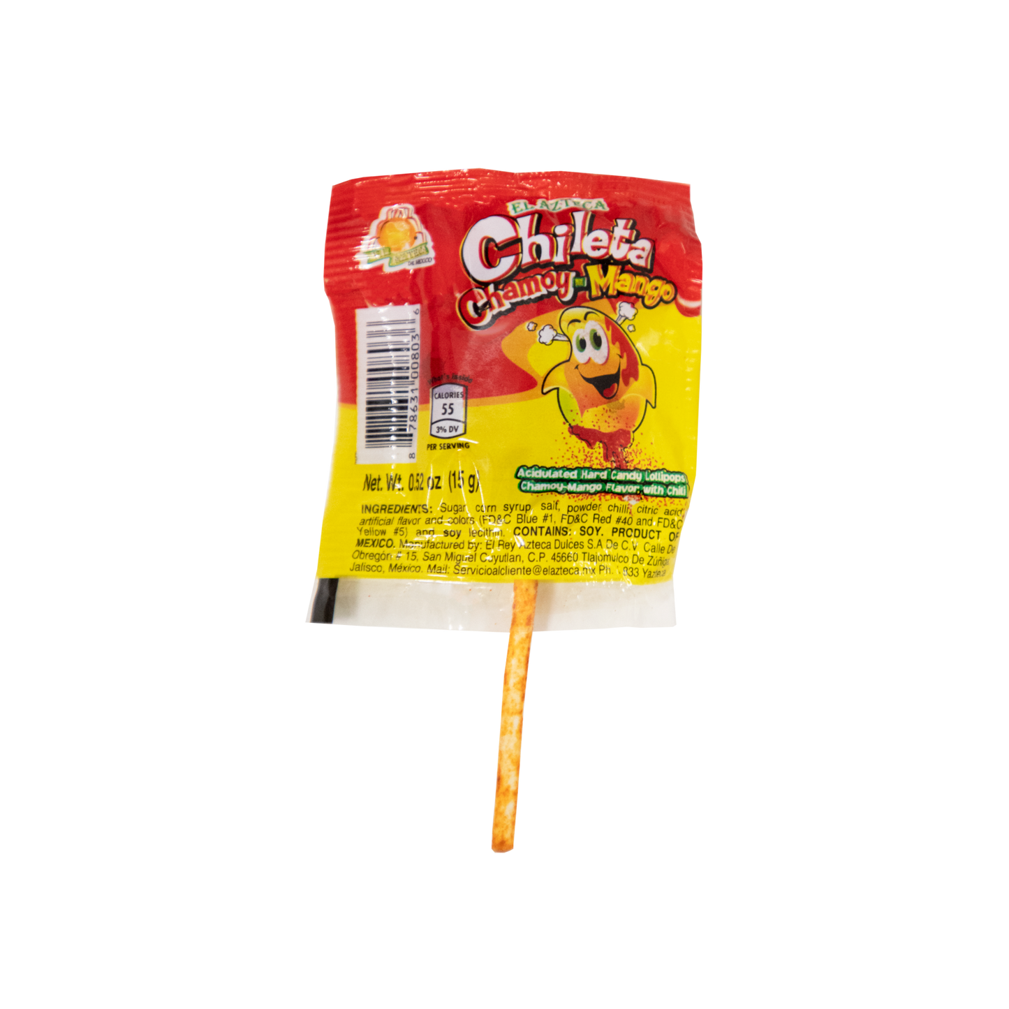 Chamoy mango chili coated hard candy lollipop Mexican candy