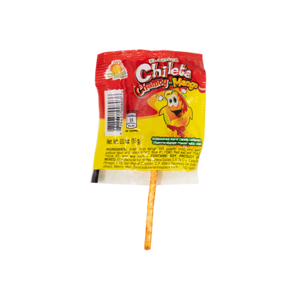 Chamoy mango chili coated hard candy lollipop Mexican candy
