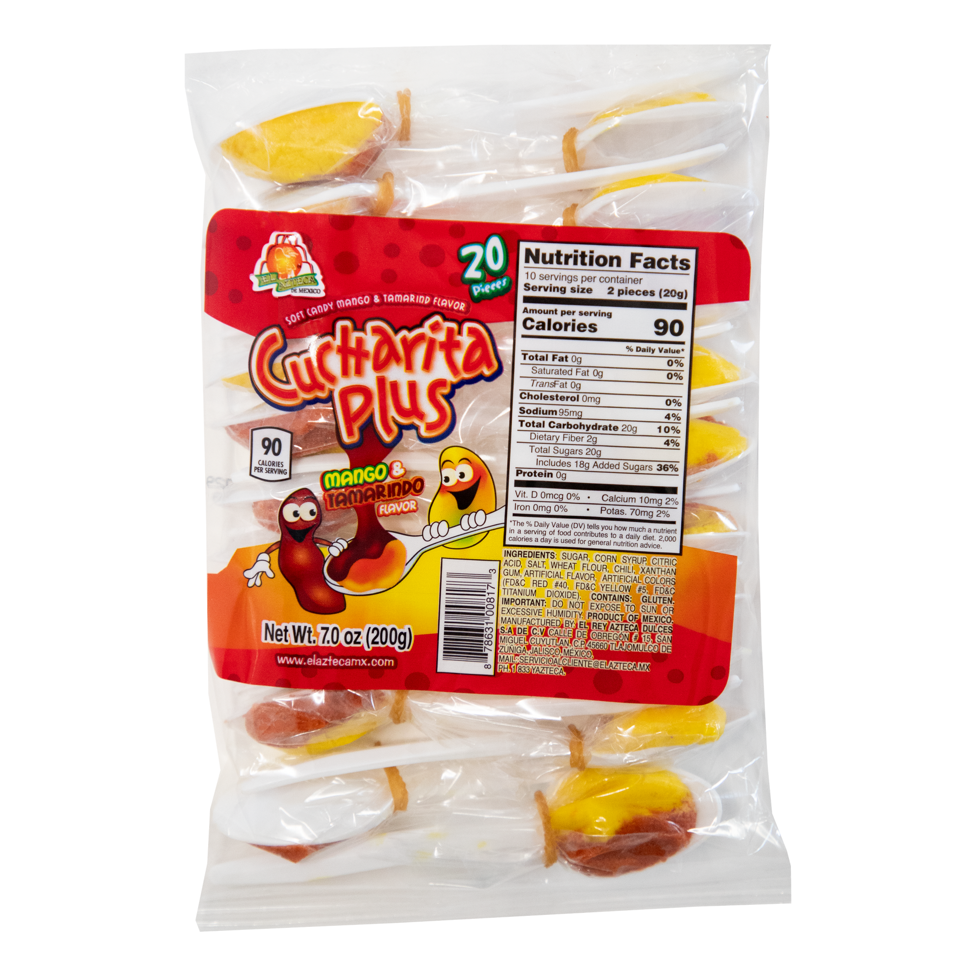 Azteca Cucharita Plus mango and tamarindo 20 piece bag wholesale Mexican lollipops