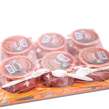 Azteca Olla hot soft tamarind candy cups 6 pack with spoons