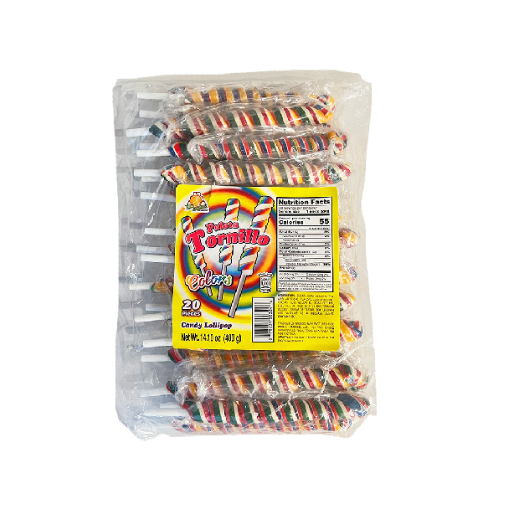 Azteca Paleta Tornillo orange spiral lollipops 20 count wholesale Mexican candy
