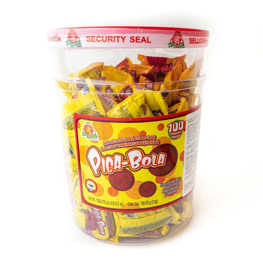 Azteca Pica-Bola hot and salted tamarind candy 100 count bucket