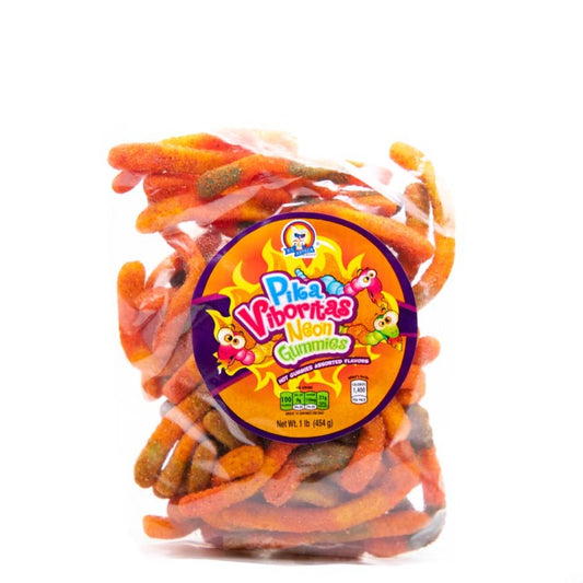 Azteca Pika Viboritas neon gummy worms chili coated Mexican candy 1 lb bag