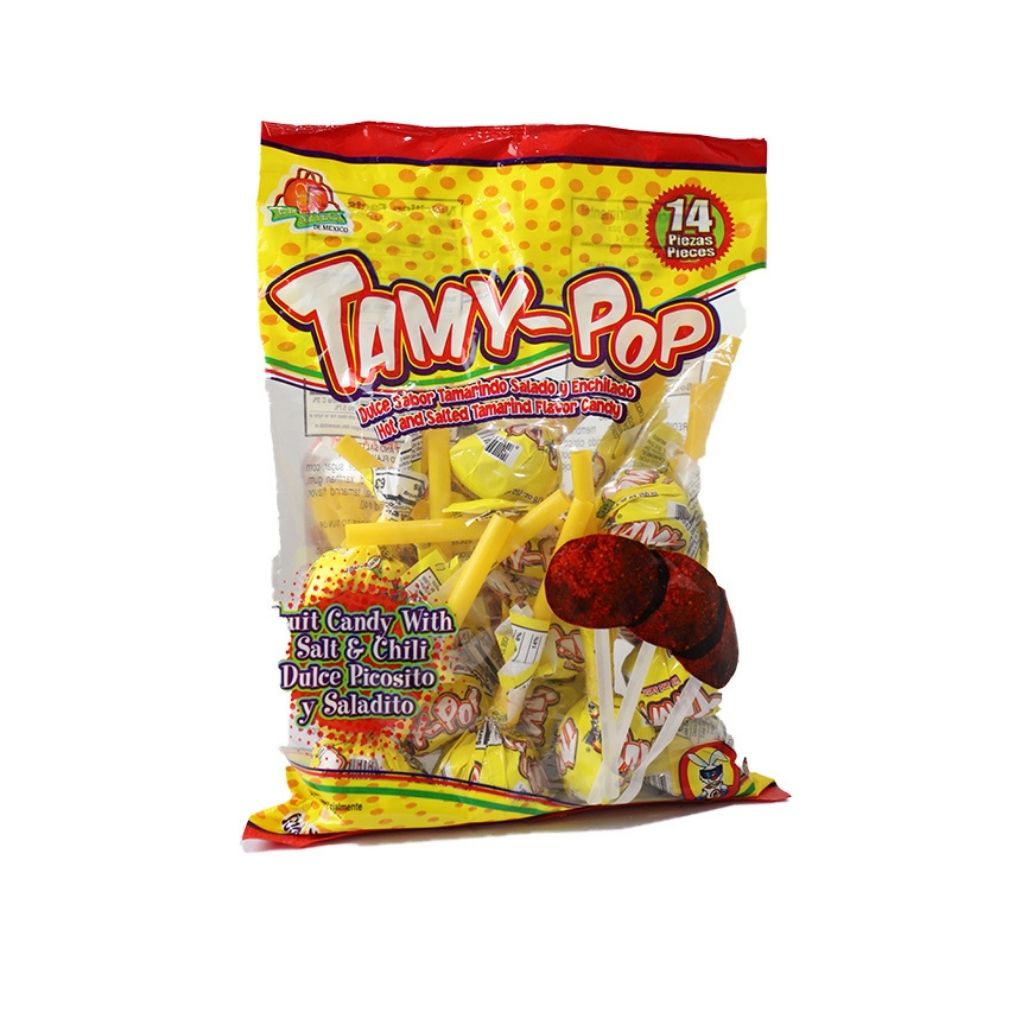 Azteca Tamy-Pop tamarind candy with chili 14 count bag Mexican candy