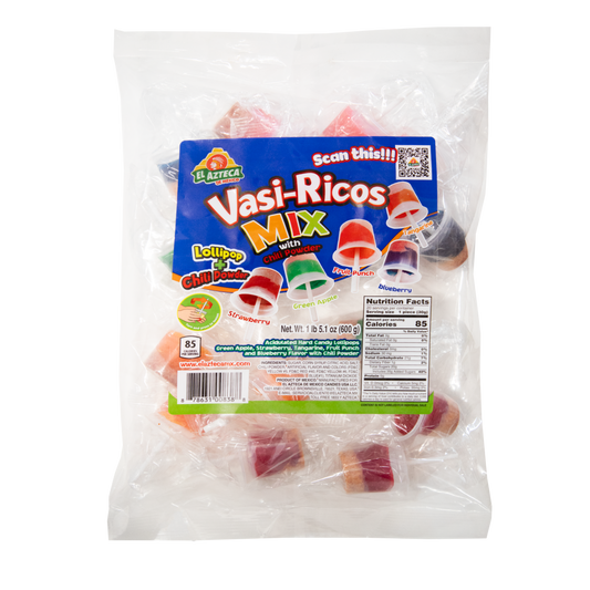Azteca Vasi-Ricos Mix lollipops with chili powder bulk bag wholesale Mexican candy