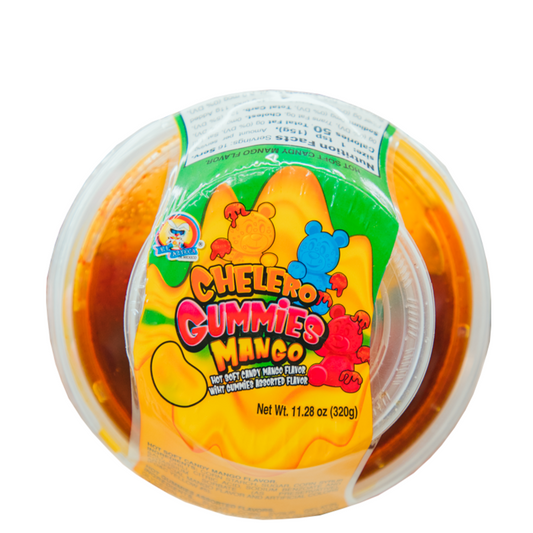 Chelero mango gummies with chamoy Mexican candy bowl