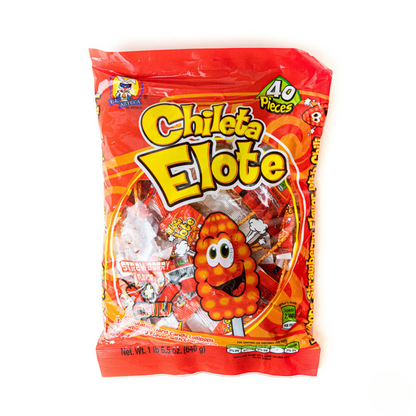 Chileta Elote Mexican chili candy lollipops 40 pack