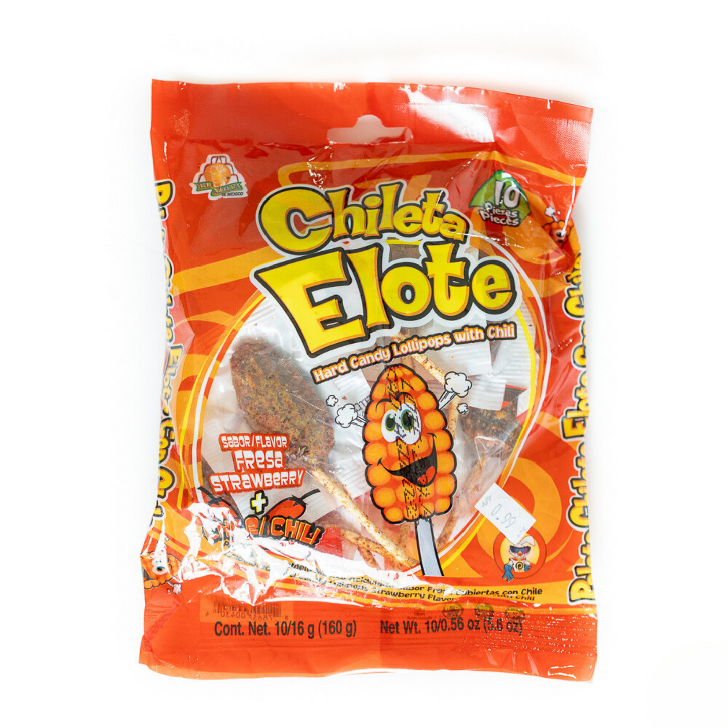 Chileta Elote Mexican corn chili candy lollipops