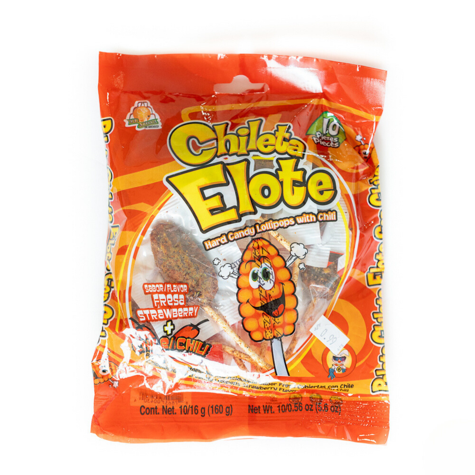 Chileta Elote Mexican corn chili candy lollipops