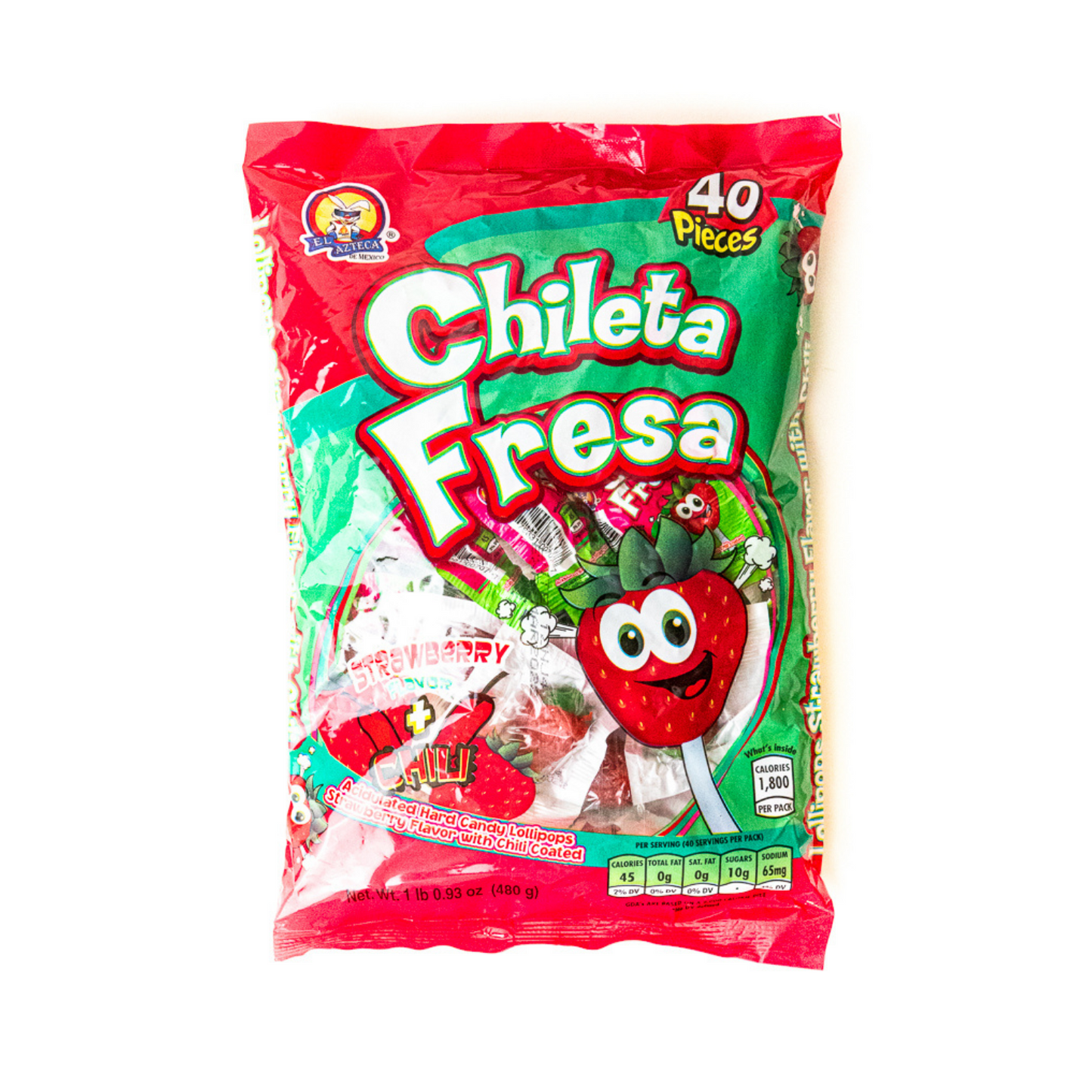 Chileta Fresa strawberry Mexican chili candy lollipops