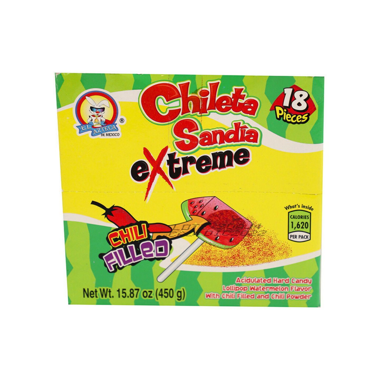 Chileta sandia extreme watermelon chili filled lollipop
