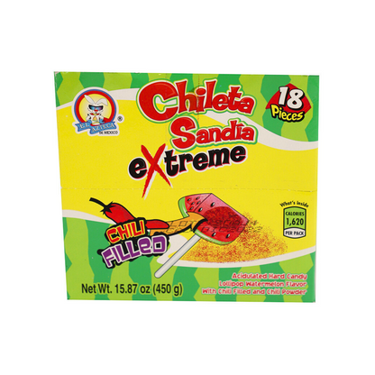 Chileta sandia extreme watermelon chili filled lollipop