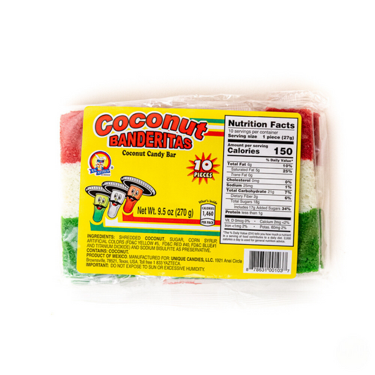 Mexican coconut banderitas candy bars pack