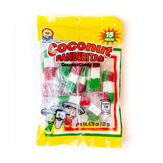 Mexican coconut banderitas candy bars 15 piece pack
