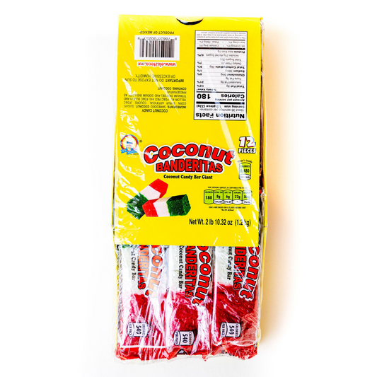 Coconut banderitas Mexican candy display pack