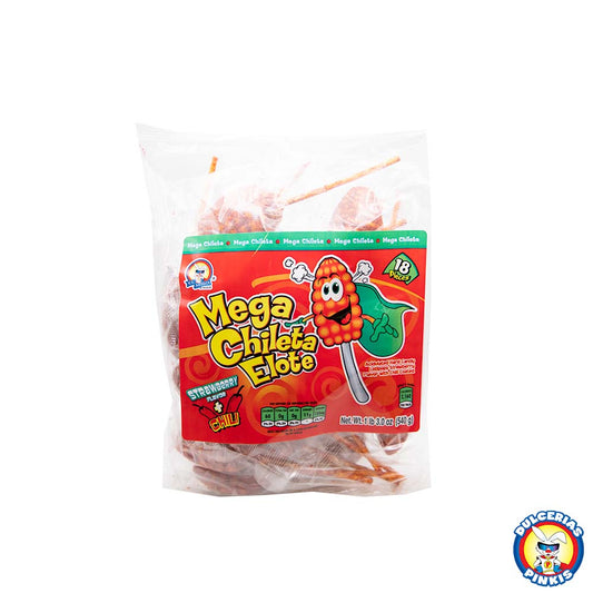 Mega Chileta Elote Mexican chili candy lollipops